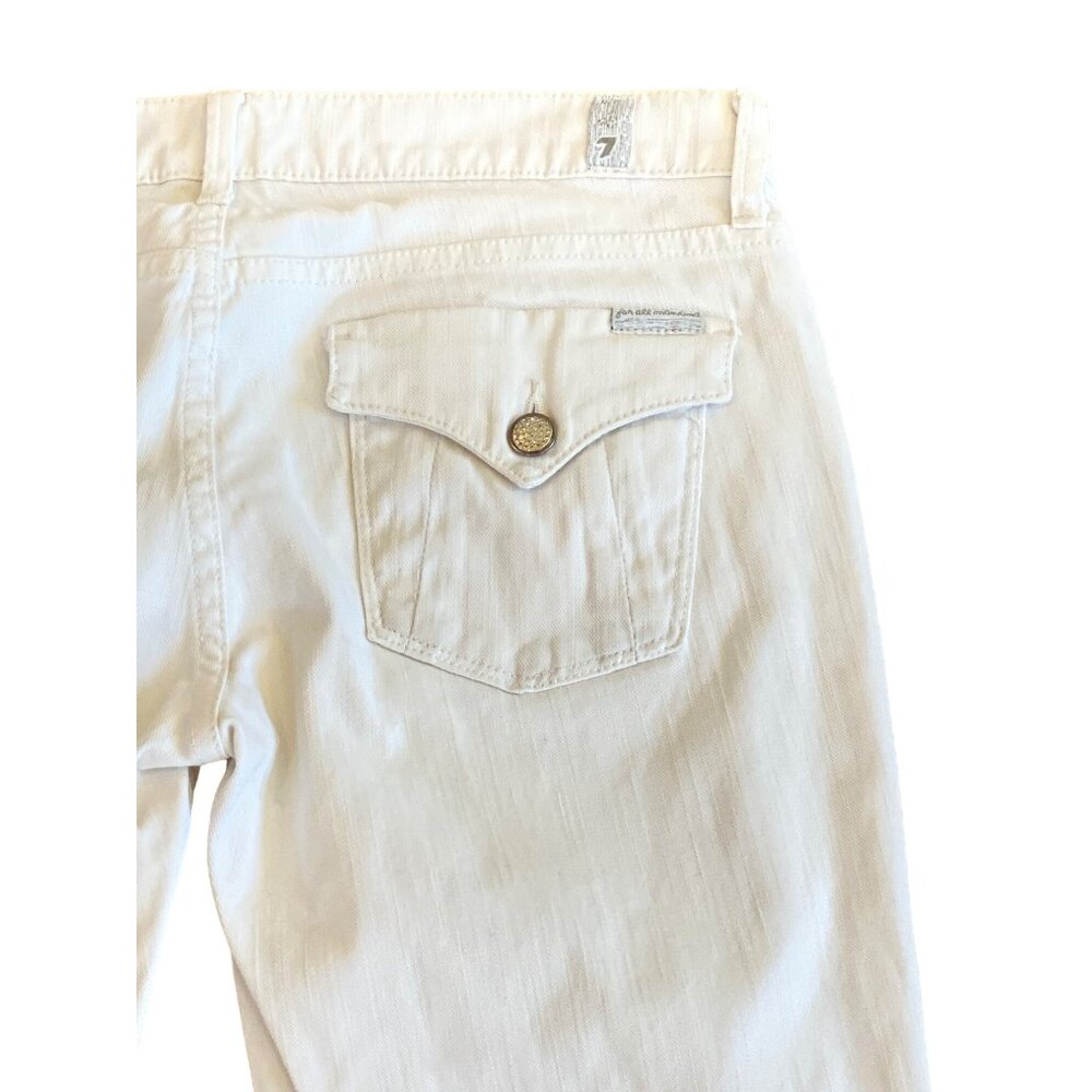 7 for all Mankind White Capris Pants 28 7FAMK Cotton Stretch Flap pockets - Picture 11 of 12